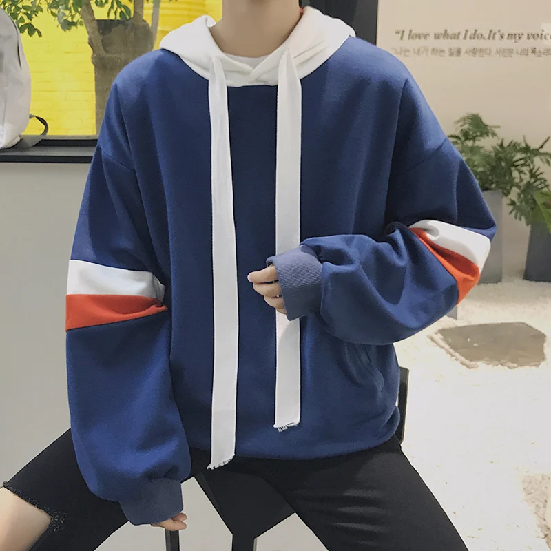 

Men Sweatshirts Street Fashion 2019 New Arrival Spring And Autumn Loose Male Hoodies Patchwork Plus Size Coat Student H07