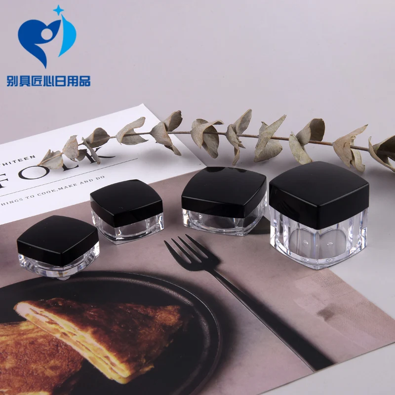 3g/5g/10g/20g Black Lid Clear Plastic Jar Hot Sales And Free Shipping Empty Makeup Nail Art Bead Storage Container Square Bottle | Красота и
