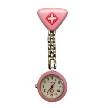 

1PC Triangle Watches Clip Nurse Doctor Pendant Pocket Quartz Red Cross Brooch Nurses Watch Fob Hanging Medical