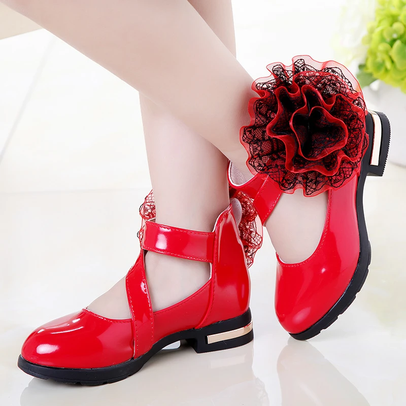 Zapatos de cuero de alto para niñas y adolescentes, calzado de princesa con flores, para fiesta escolar, boda, baile, novedad de 5 a 12 años|Zapatos de cuero| - AliExpress