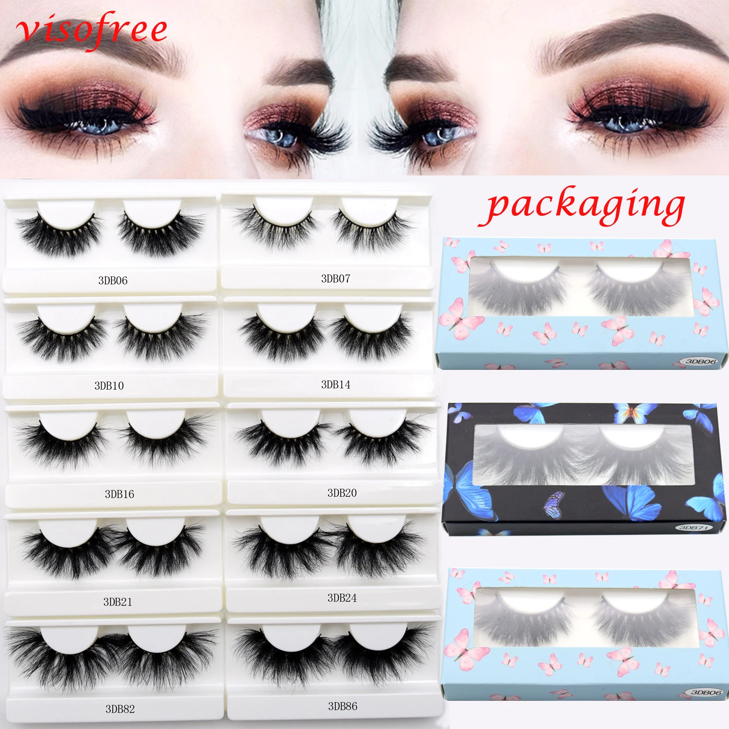 

Visofree Lashes Fulffy Mink Lashes Faux Eyelashes Long Mink False Eyelashes Dramatic Volume Lashes Eyelash Extension for Makeup