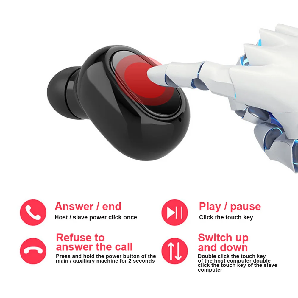 Wireless Bluetooth Earphone Noise Reduction Waterproof Portable Mini for Sports DQ Drop