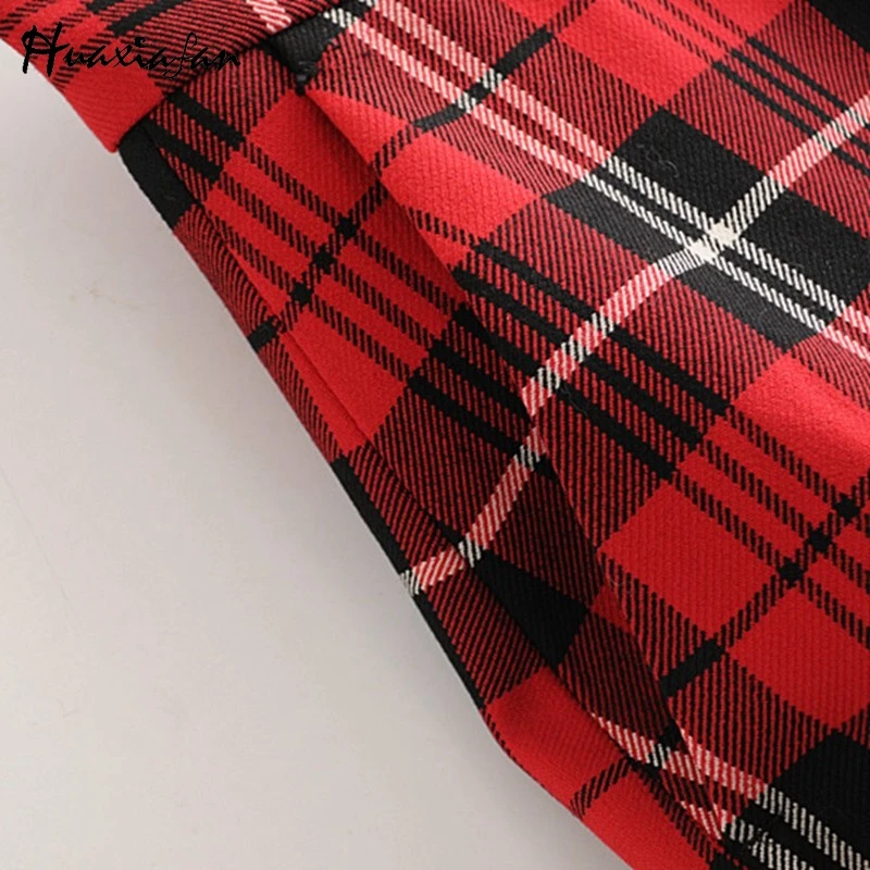 Huaxiafan Women Skirt Red Plaid Women Split Long Skirts Straight High Waist Vintage Stylish Faldas Mujer Moda Office Ladies Wear Huaxiafan Women Skirt Red Plaid Women Split Long Skirts Straight High Waist Vintage Stylish Faldas Mujer Moda Office Ladies Wear