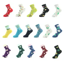 Для женщин носки для девочек много чесаный хлопок прекрасный мультфильм Творческий Фрукты пицца Burgers планета Happy забавные женские носки Calcetines Mujer Sox