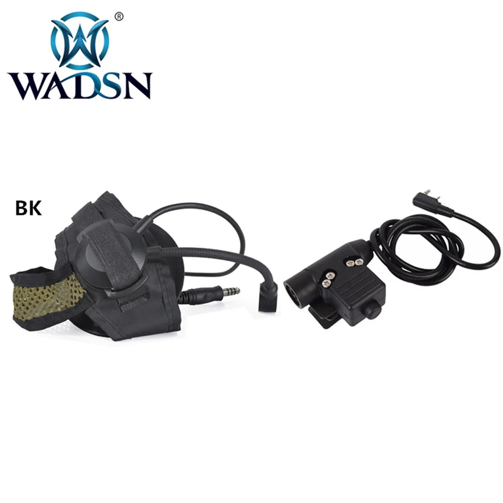WADSN Selex TASC1 Тактический гарнитуры страйкбол Eaphone С нажимной клапан U94 PTT военные Plug Kenwood 2 Pin адаптер - Цвет: BK