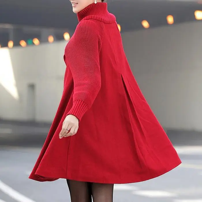 Женское повседневное длинное платье с воротником-стойкой и рукавом-фонариком, зимнее повседневное пальто, уличное, уличное и т. д