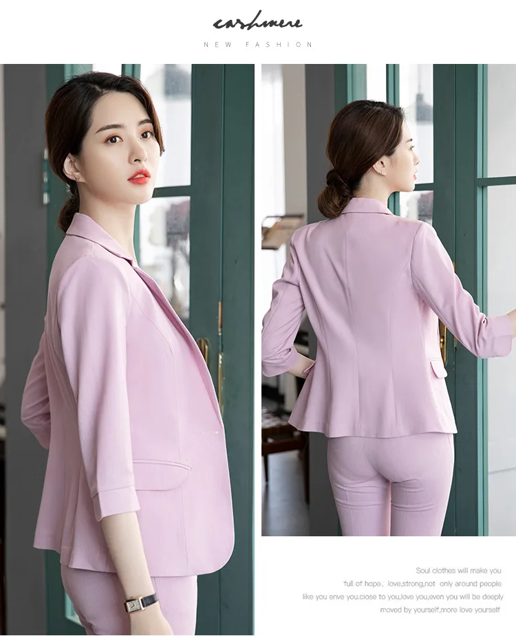 Размер S-4XL, черные брючные костюмы для женщин, деловой комплект из 2 предметов, Дамская офисная униформа, Официальный женский брючный костюм для женщин(пиджак+ штаны