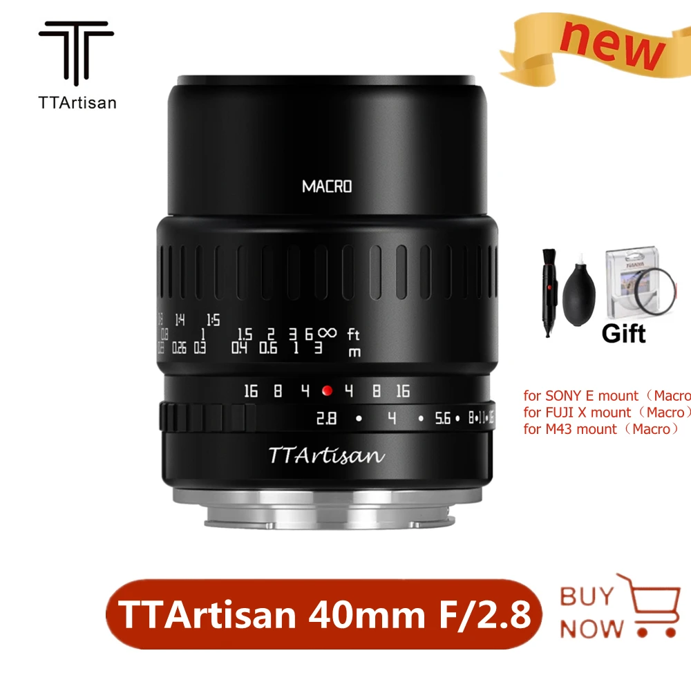 Объектив TTArtisan 40 мм F2.8 APS-C MARCO с ручной фокусировкой для объективов беззеркальных