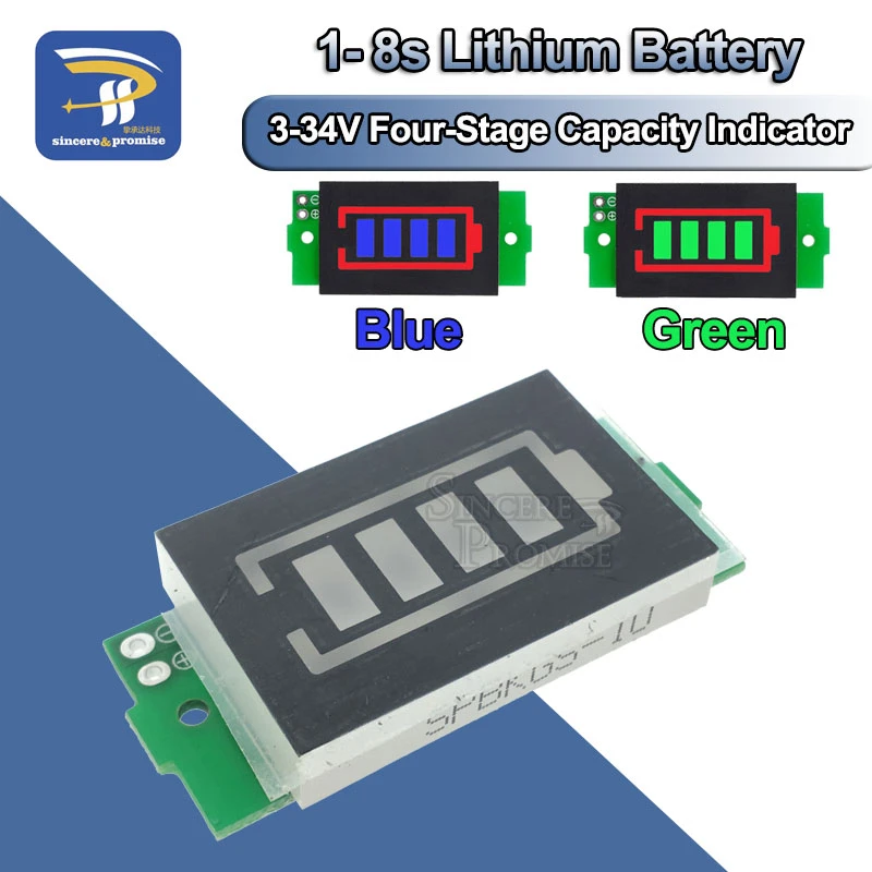 1S Single 3.7V Lithium Battery Capacity Indicator Modul 4.2V Blau Tester 