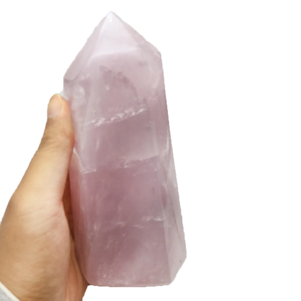 160mm Big Size Natural Rose Quartz Wand Point Obelisk Quartz Crystal Wand Point Healing Crystal Mineral Stone Home Decoration