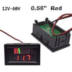Compact LCD Digital Voltmeter & Battery Capacity Indicator - Red/Blue Display (12V - 60V Red)