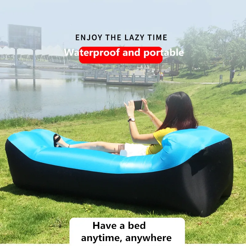 Waterproof Lazy Air Inflatable Sofa Portable Outdoor Beach Air Sofa Bed Sleeping Bag Bed Oxford Cloth 3