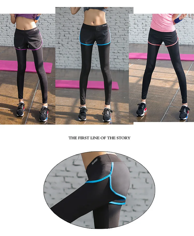 

Spring And Autumn Fake Two-Piece Athletic Pants Women's Yoga Fitness Quick-Dry Capri Pants Outdoor Casual Running Tight-Fit Stre
