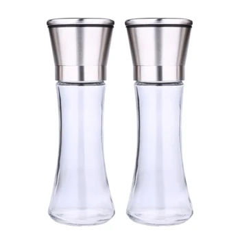 

304 Stainless Steel Salt And Pepper Grinder Salt And Pepper Shaker Kitchen Tool Top Thick Glass Body Mills 1