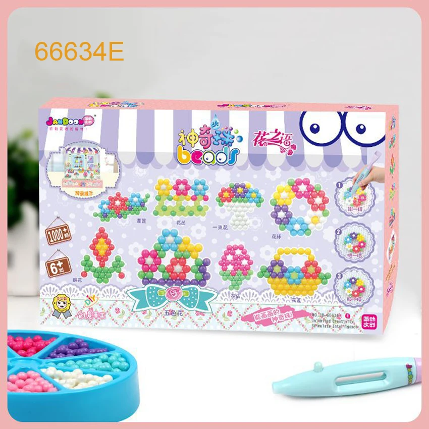 DOLLRYGA 1000 шт./компл. воды липкие бусины игрушки DIY Аква Волшебные бусы, сделанные своими руками бумажные аксессуары Развивающие головоломки игрушки для детей