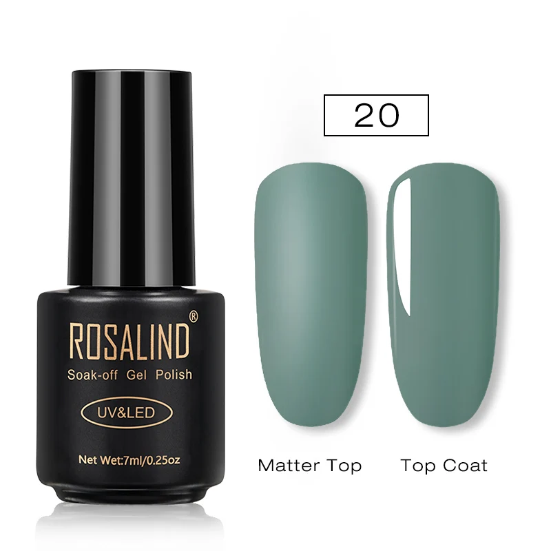 Green 20 ROSALIND матовый набор гель-лаков для ногтей маникюрный Гибридный лак полуперманентный дизайн ногтей матовый топ расширение чистый базовый верхний слой наклейка - Цвет: Green 20