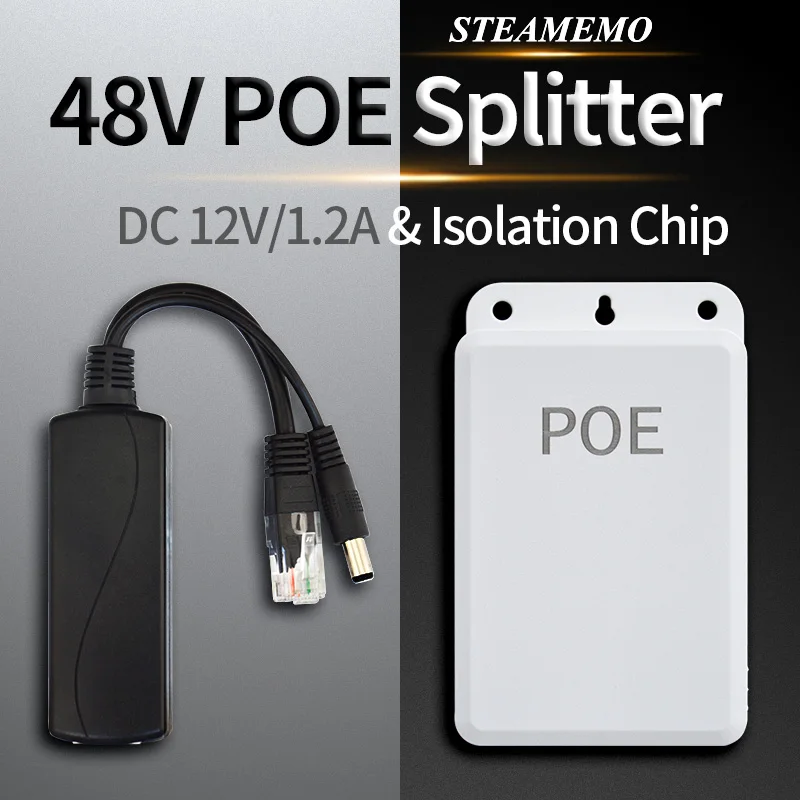 STEAMEMO Active POE Splitter Waterproof 48V POE  10/100M Input To DC Output 12V For IP Camera/Wireless AP/CCTV