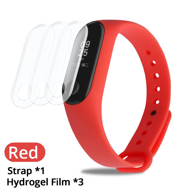 PZOZ протектор экрана для xiaomi mi band 2 3 4 наручный ремешок на замену силиконовый ремешок Смарт-часы протектор экрана мягкая пленка - Цвет: Red