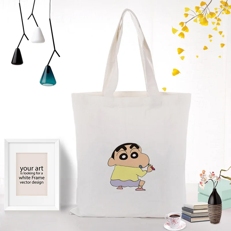 LBXX105 Crayon Shin-chan Холщовая Сумка-тоут текст DIY ежедневное использование на заказ Печать логотипа сумка для покупок эко многоразовая утилизация - Цвет: LBXX105