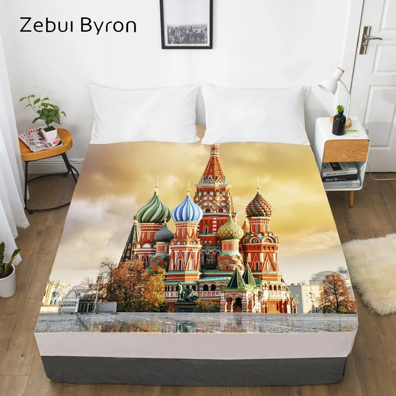 3D простыня, простыня с эластичной Твин/Полный/королева/король/на заказ, наматрасник 150/180/160x200, текстиль Эйфелева башня Парижа