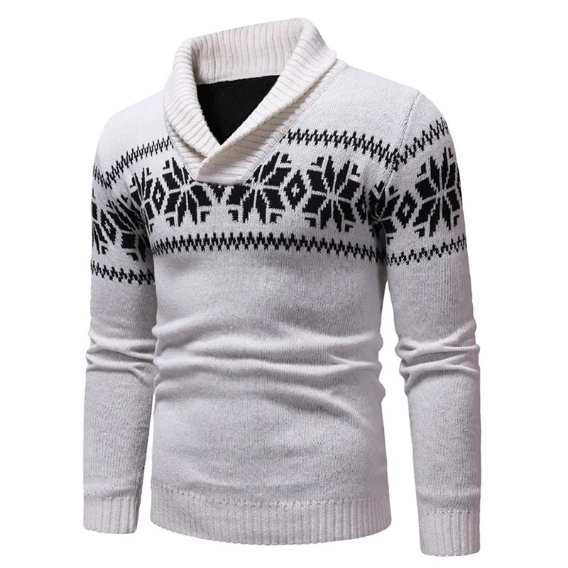 Puimentiua Men's Snow Print Knitted Sweater Coat Brand Autumn Male Casual Classic Single Button Warm Cardigan Sweater Clothes