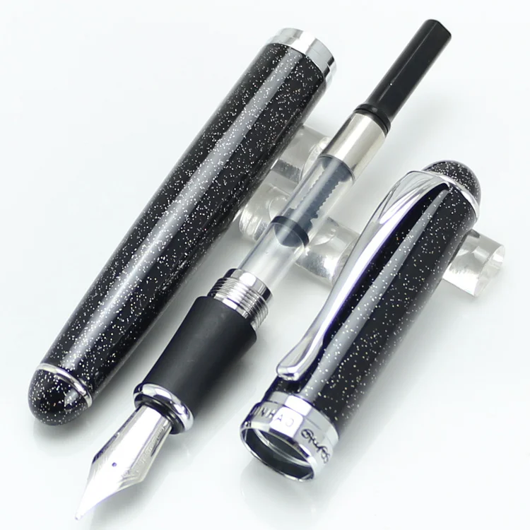 Черная фоторучка JINHAO 750 перьевая ручка с мерцающим песком канцелярские