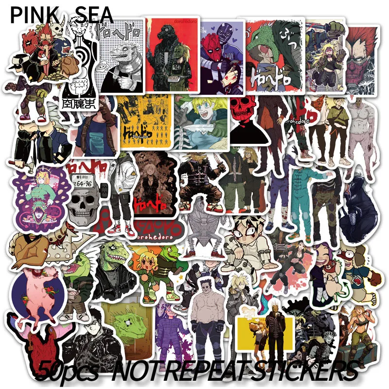 HOT 10/30/50Pcs/set Dorohedoro Anime Cute Decals Guitar Fridge Bicycle Cartoon Stickers For Gifts For Children Laptop Suitcase