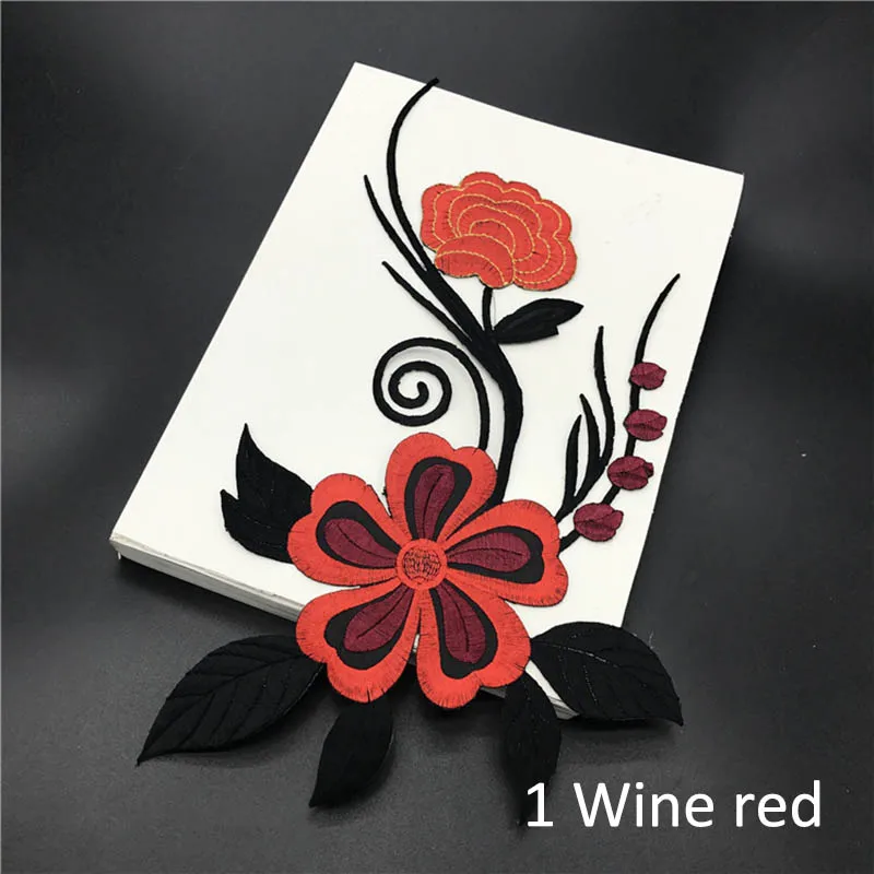1 wine red Вышивка кружева патч платье отделка DIY одежда аппликация 1 шт. текстиль для одежды гладильная паста украшения патч DIY аксессуары - Цвет: 1 wine red