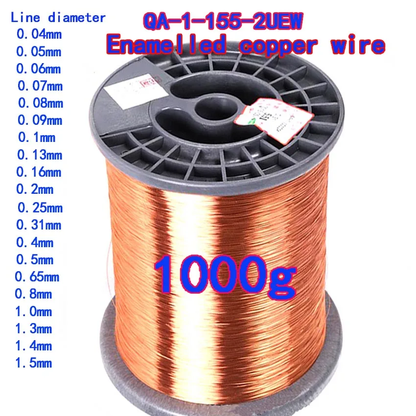 

1000g/Roll 0.04 0.1 0.2 0.4 0.5 1 1.3 1.5mm copper wire Magnet Wire Enameled Copper Winding wire Coil Winding wire Weight 1kg
