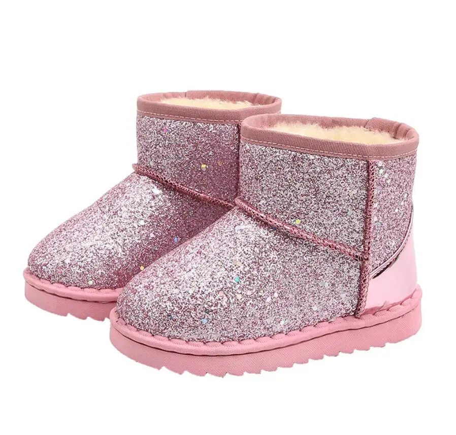 2019 г. Зимние Детские модные зимние Ботинки Толстая детская хлопковая обувь
