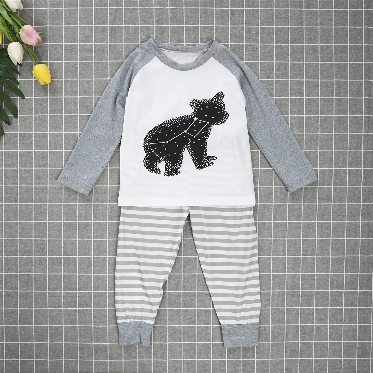 Одинаковые повседневные пижамные комплекты для всей семьи хлопковая одежда для сна для родителей и детей