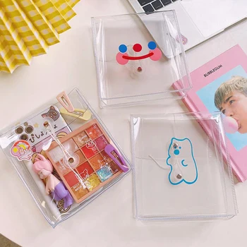 

Multifunctional Thickened Transparent PVC Winding Storage Bag File Folder Desk Document Bag Makeup Organizer Bag 14*15.5*4cm