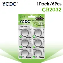 6 pçs ycdc bateria de lítio original cr2032 3v botão pilha moedas baterias para o computador relógio controle remoto cr 2032 dl2032 5004lc(China)