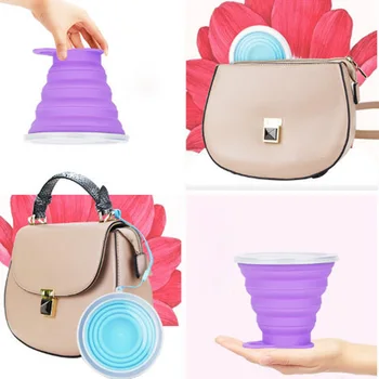 

Collapsible Silicone Cup Travel Camping Cup Expandable Drinking Cups Set Folding Mug with Lids HY99
