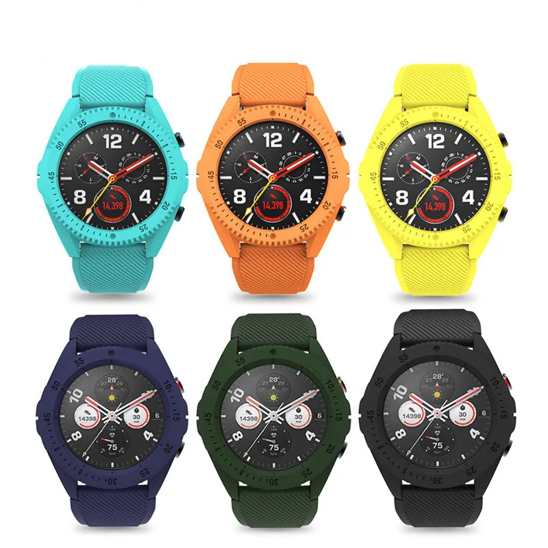 Силиконовый ремешок для часов с тонкой рамкой корпуса для huawei Watch GT Замена наручных полос Полные Защитные чехлы