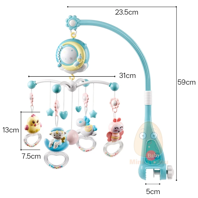 Newborn Infant Baby Boy Toys Crib Mobiles Toy Holder Rotating Crib Mobile Bed Musical Box Projection 0-12 Months Baby Rattles