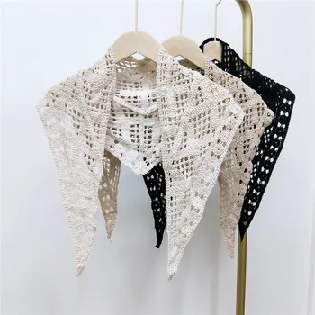

Cotton lace triangle scarf shawl scarf female spring autumn winter foreign style hollowed out decoration matching clothes scarf