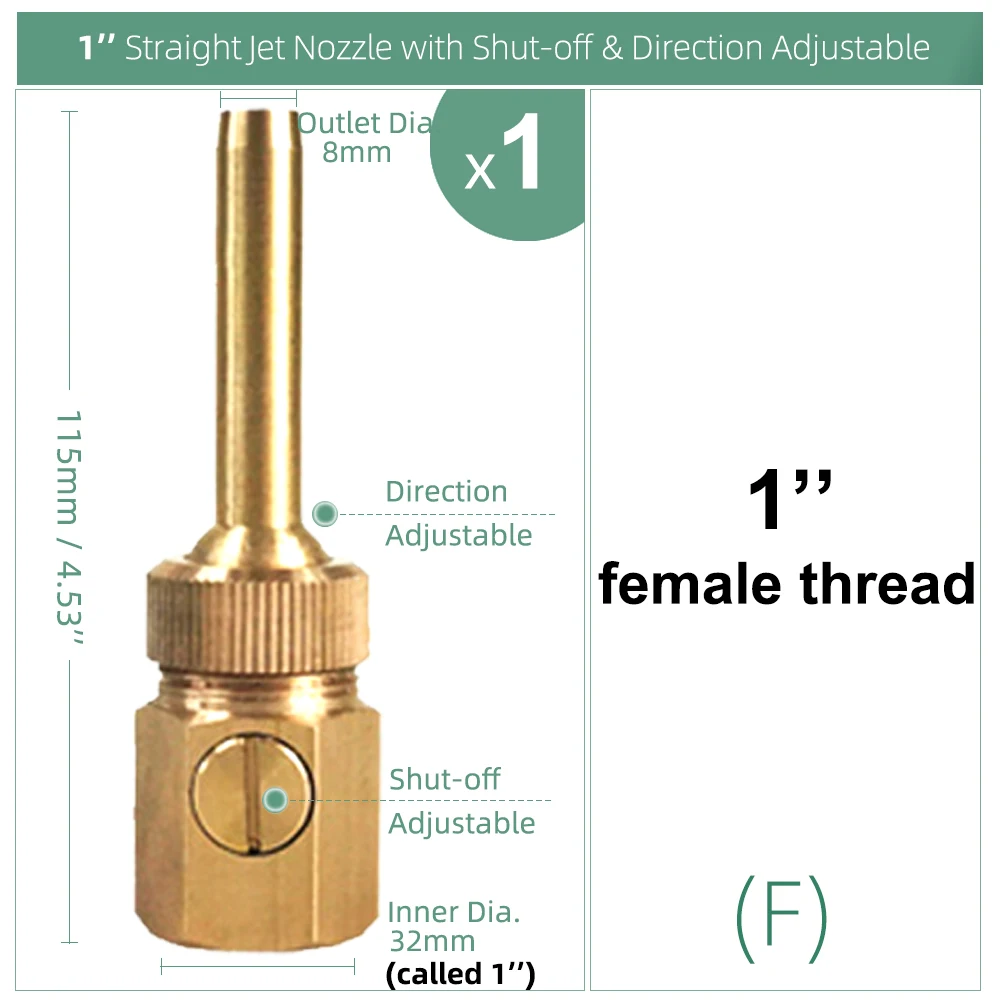 1/2'' 3/4'' 1'' Male Female Brass Curtain Fountain Nozzle with Valve Water Outlet Direction Adjustable Decoration Jet Sprinkler 