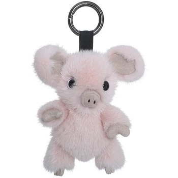 

Imported Real Mink Fur Cute piggy Fur Bag Pendant Plush Piggy Doll Keychains Car Pendant Key Rings Trendy Jewelry Bag Accessori