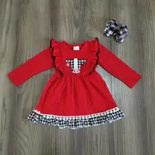 Одежда для маленьких девочек детское платье с коровьим принтом на зиму и весну, платье для девочек на v-образный день красное платье для девочек платье с принтом «телка» и бантом