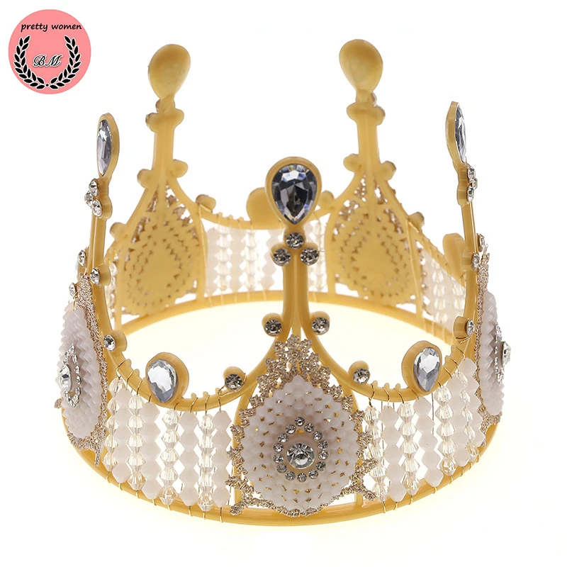 

Birthday Crown Lightweight Acrylic for Women Baking Decorations Cake Retro Accessories Round Headdress Pearl Jewelry