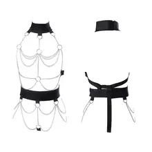 Цепочка для тела, кожаный набор, готический панк клетка для шеи, подтяжки, связывание, сексуальное белье, подвязки, ремень, вечерние аксессуары для регулировки