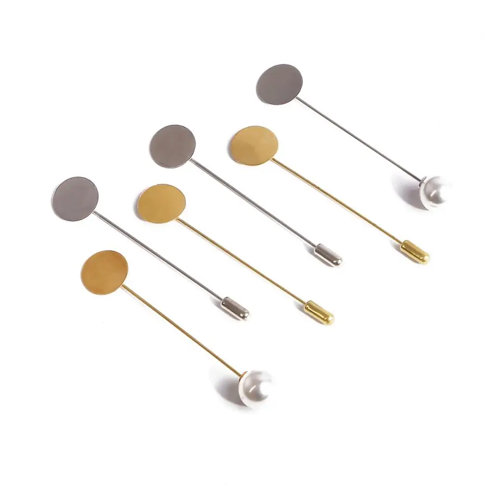 10 шт. позолоченная медная длинная брошь из сплава с искусственным жемчугом, булавка для самодельные броши, отвороты, аксессуары для ювелирных изделий