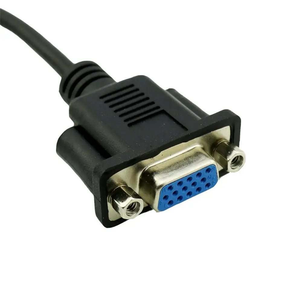 1х VGA штекер для VGA Женский Джек ЖК-проектор штекер для женщин удлинитель кабель шнур 1 фут/30 см черный