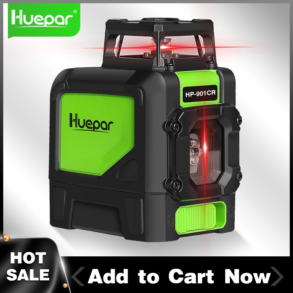 Huepar 5 Lines 2D Cross Line Red Beam 360 Self-leveling Manuel Mode Laser Level Indoor Outdoor Tool With Horizontal and Vertical |