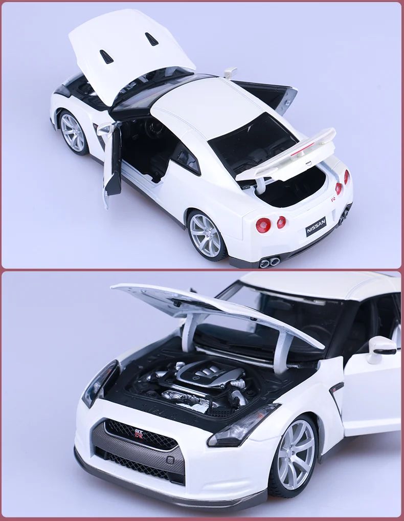 1:18 Высокая литая модель машины Модель 2009 Nissan GTR модель автомобиля для детей Подарки