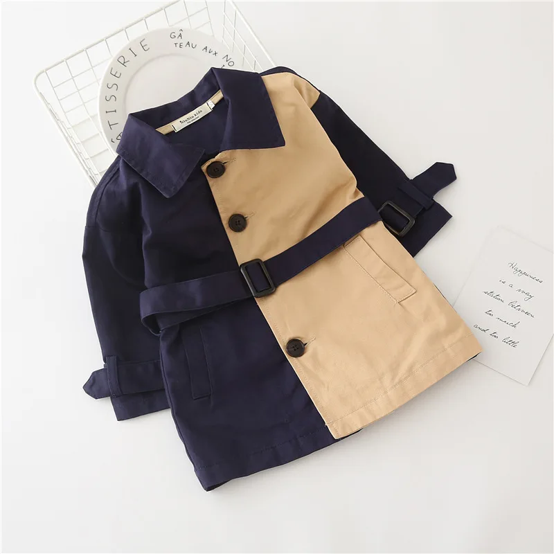 Новое Осеннее Детское пальто для девочек, длинная куртка с секциями однобортный Цвет одинаковая Повседневная ветровка