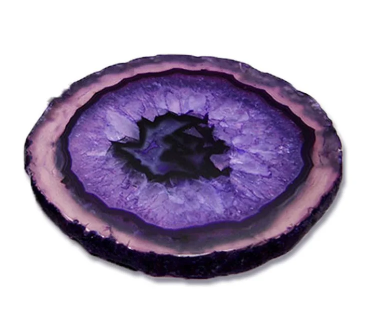 1pcs 70-90g Red Blue Purple Crystal AGATE SLAB Geode Amethyst Crystal Mineral Coaster Electroplated Edging Geode Agate slice 5