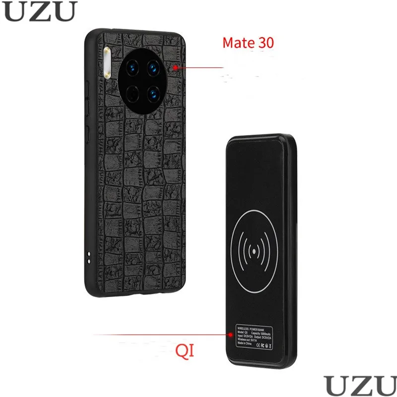 

For Huawei Mate 30 Pro Battery Charger Case External Portabel QI Wireless Charging Case For Huawei Mate 30 Leather Pattern
