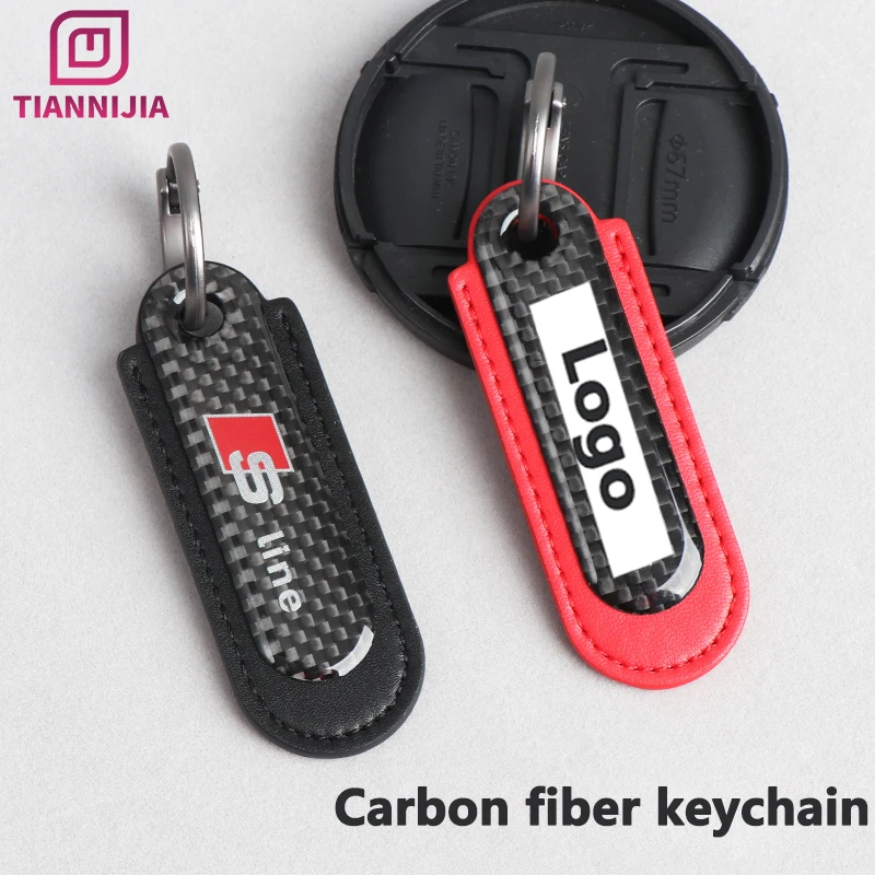 Leather Car Keychain Carbon Fiber Keyring For Audi A3 A4 A5 A6 C5 C6 Q5